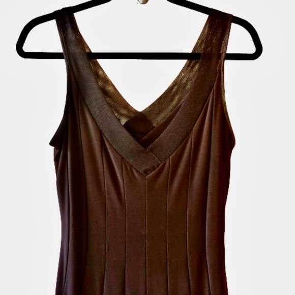 Joseph Ribkoff Cocktail Dress Fit & Flair Brown Tea Length Made in Canada - Picture 3 of 11